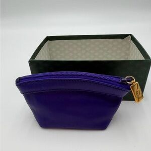 Gucci Purple Leather Cosmetic Pouch with Gold-Tone Zip Pull